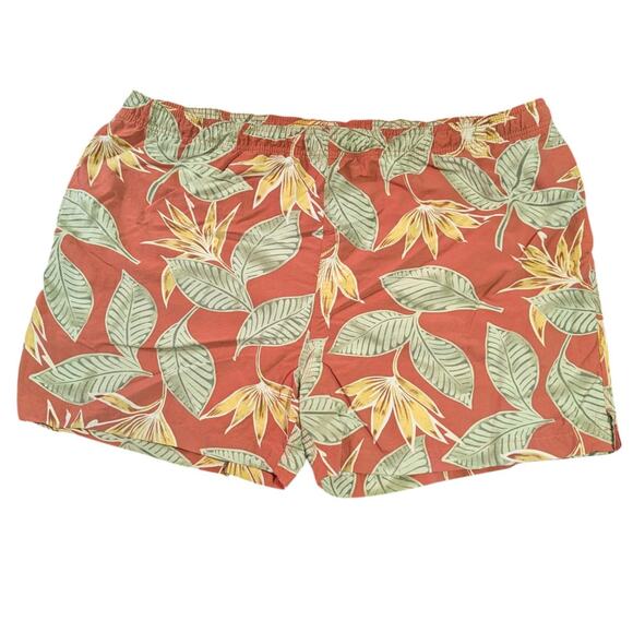 Tommy Bahama Men's Swim Trunks Orange Yellow Leafs Lining Pockets Size XXL - Picture 2 of 7